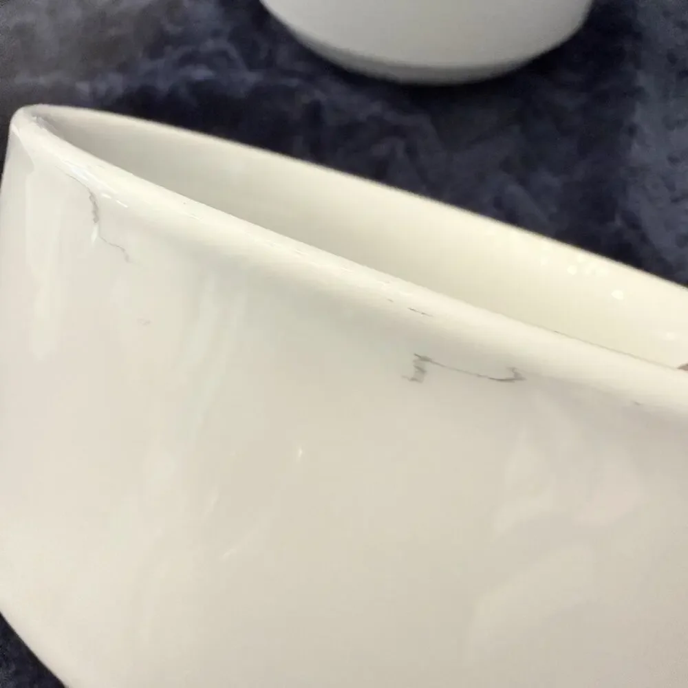Tognana Italy White Porcelain Soup Bowls Double Handled Stackable Set of 3
